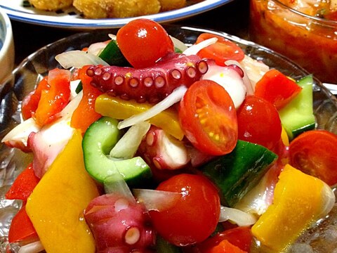 たこと野菜のマリネです☆焼きパプリカで甘み＆彩りを